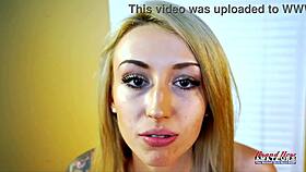 petite inked blonde olyssia gives sloppy rimjob ass licking