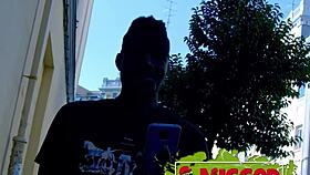 a young woman on a blind date enters a dark room for an interracial threesome encounter