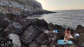 hey tits pop out for cliffside blowjob babe