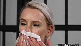 wacky babe takes massive bukkake facial swallowing every cumshot load 💦😜