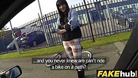 a fake cop rips clothes off hot british cyclist with big tits in the forest