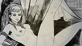 vintage erotic drawings showcase hairy beavers retro style