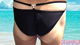 sexy bikini babe strokes cock outdoors on beach fetish adventure