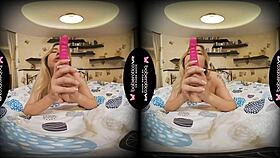 WOW! Blonde Babe LIKA LUNA FINGERS PUSSY Wildly In VR Reality!