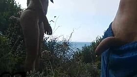 hey tits pop out for cliffside blowjob babe