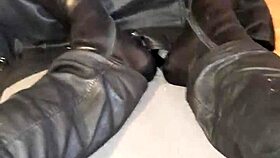 squeaky leather stiletto heels gleam in the light