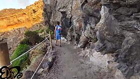 hey tits pop out for cliffside blowjob babe