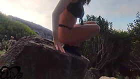 hey tits pop out for cliffside blowjob babe