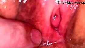 Amateur's shaved pussy up close 51 days post first time