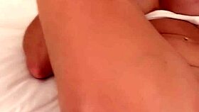 Big strap-on drives intense orgasm in close-up play with shaved doll