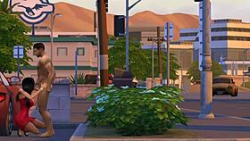 bella goth drops to knees for public outdoor blowjob thrill