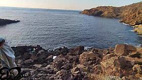 hey tits pop out for cliffside blowjob babe