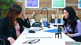 omg intern get your ass fucked hard by big tit shemale boss in snow ❄️🍑💦