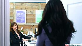 omg intern get your ass fucked hard by big tit shemale boss in snow ❄️🍑💦