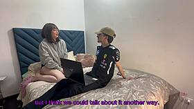Wife cheats fucking IT guy secretly on phone with clueless husband
