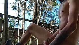 athletic guy unloads cum in public backyard full vid