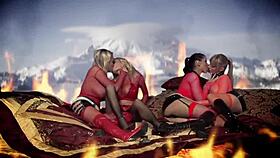 angel dark crave pussy licking in lingerie uniform foursome?