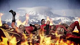 angel dark crave pussy licking in lingerie uniform foursome?