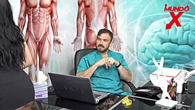 Doctor hammers begging patient hard in steamy office