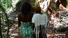 Ebony roommates explode in wild lesbian threesome fuckfest!