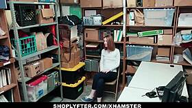shoplyfter officer pounds ginger shoplifter teen backroom