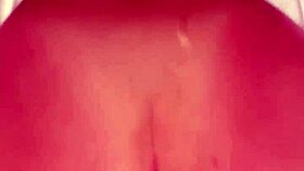Big strap-on drives intense orgasm in close-up play with shaved doll