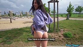 Cute Italian meets public agent outdoors