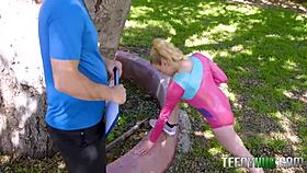 Paris White learns flexibility with Danny Mountain's hardcore thrusts