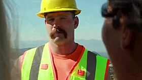 Holy Shit! Lucky Worker Pounds Two Horny Shemale Cocks On Site!