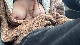 italian milf artemisia love flashes juicy big natural tits close up in car