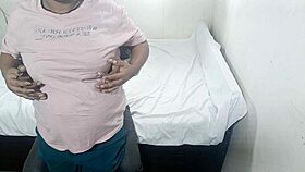 chubby friend gets bent over and rides cock tight in bedroom