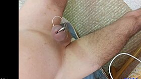 Bound Monster Cock Handsfree E-Stim Orgasm Explosion
