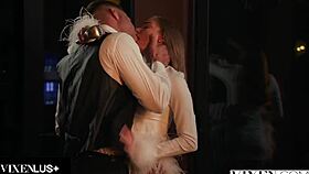 Vixen Euro Fibi and Emiri Momota crave the same huge cock, sharing every throbbing inch in hot threesome