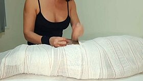 part 2 mummified oiled latina handjob erupts in two-minute cum explosion