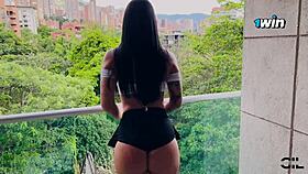 naughty latina teases her tight ass playing dirty solo