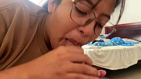 Latina amateur enjoys playful morning encounter at home
