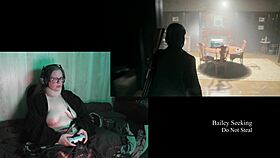 Naked brunette with big tits plays Alan Wake 2 part 12