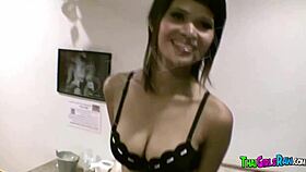 uhh thai whore gets standing fucked then tits cumshot