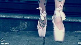 check out the ballerina strutting in ballet shoes