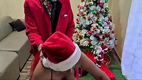 i fuckd hot milf hard for her xmas gift in bedroom