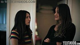 Evil Brunette Seduces And Licks Lesbian Petite Gf Pussy!