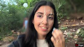 cum second and walk public with face covered, crazy outdoor blowjob cumwalk challenge