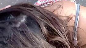 brazilian amateur sucks cock then gives pussy on balcony