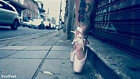 check out the ballerina strutting in ballet shoes