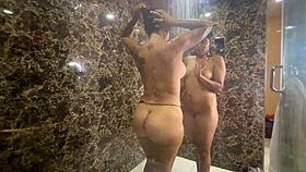 christmas LESBIAN lovers RUB pussies together in hot scissoring session