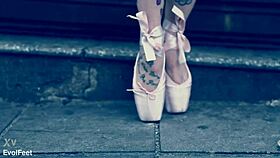 check out the ballerina strutting in ballet shoes