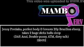 Jenny Pretinha's perfect body handles two monster cocks in balls-deep dp anal
