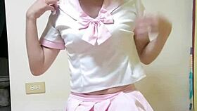 ting xuan shoves a huge anal tail dildo deep into her tight shemale ass