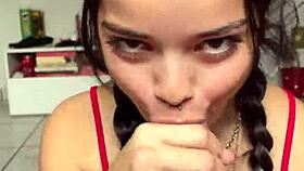 handjobbing and sucking wellington prado's monster cock from behind with braids till he explodes cum!!!