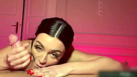 quick pov blowjob from hungarian babe deepthroat cumshot after work 💦